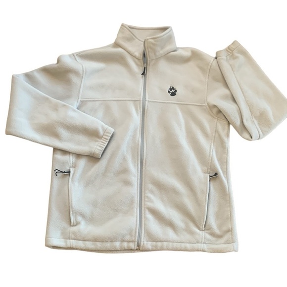 Columbia Women’s Fleece Flanker Full Zip Jacket Light Gray with Paw Print Size L - Picture 1 of 9